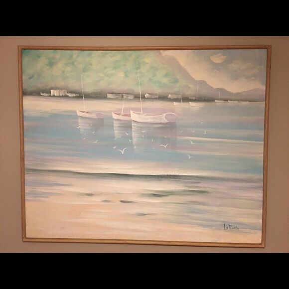 Vintage Lee Reynolds Giant Sea Sailboat Painting - I don’t think I can ship it - Picture 1 of 8